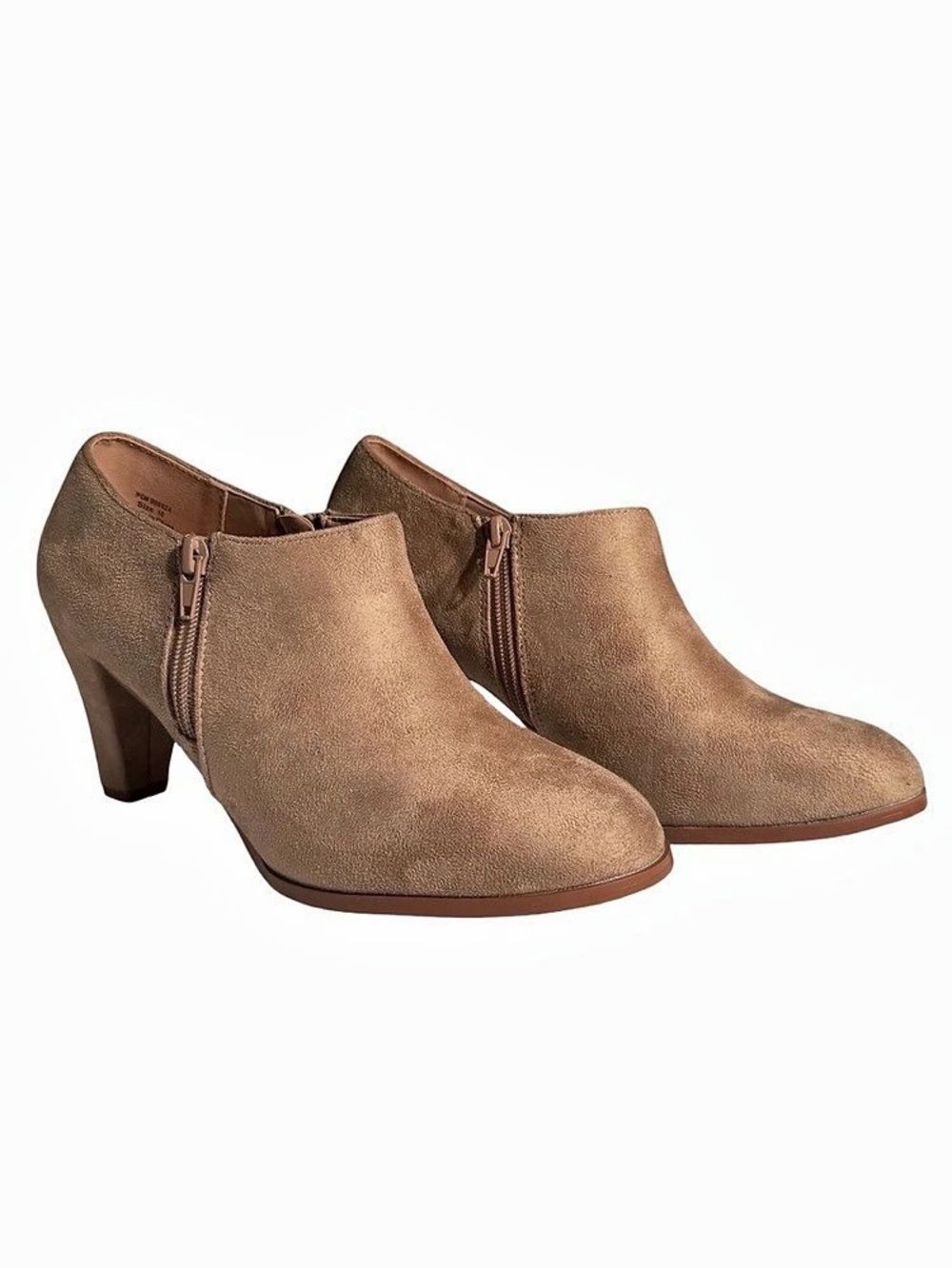 Journee Collection Sanzi Women’s Size 10 Taupe Ankle Booties Side Zip Heels